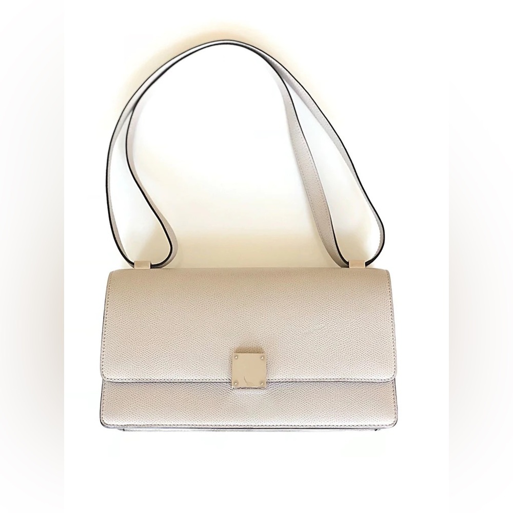 Celine Case Medium Light Gray Grey PHW Leather Flap Shoulder Handbag Bag